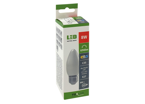 LED žiarovka Trixline 6W E27 C35 neutrálna biela