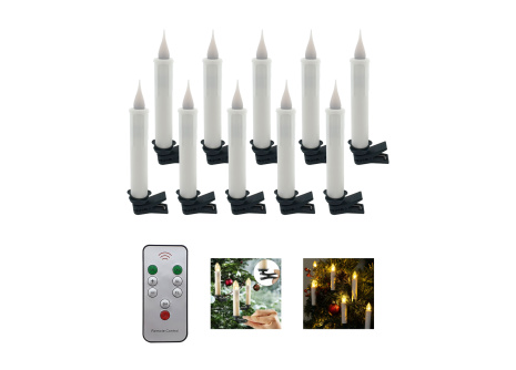 HD-500 Vianočné LED sviečky 10ks s klipom a diaľkovým ovládačom