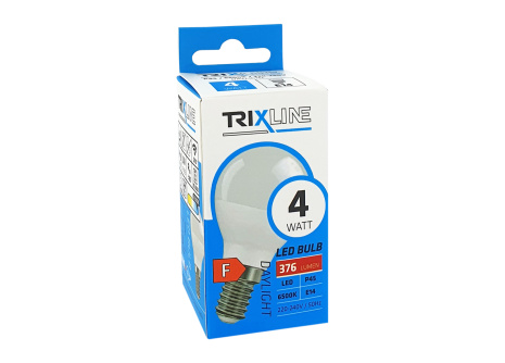 LED žiarovka Trixline 4W 376lm E14 P45 studená biela