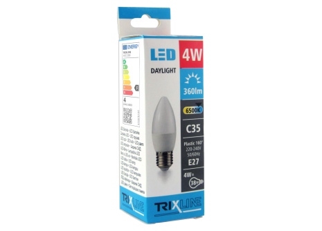 LED žiarovka BC TR 4W E27 C35 studená biela