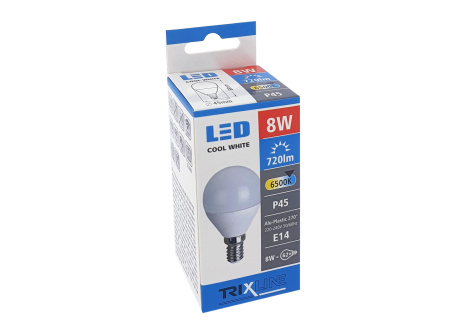 LED žiarovka 8W E14 P45 TRIXLINE studená biela