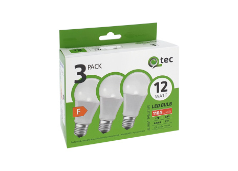 LED žiarovky 12W/1104lm/A60/E27 neutrálna biela 3 PACK Qtec