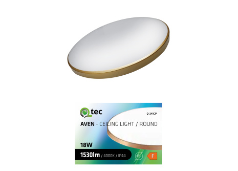 LED stropné svietidlo AVEN Q-241CP 18W 1530lm 4000K ø30cm/kruhové zlaté QTEC