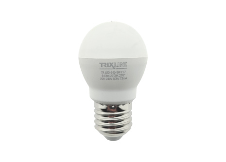 LED žiarovka 8W 640lm E27 G45 teplá biela Trixline