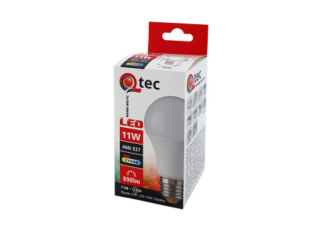 LED žiarovka Q tec 11W A60 E27 teplá biela