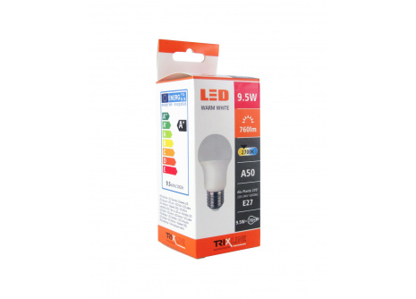 LED žiarovka TRIXLINE 9,5W E27 A50 teplá biela