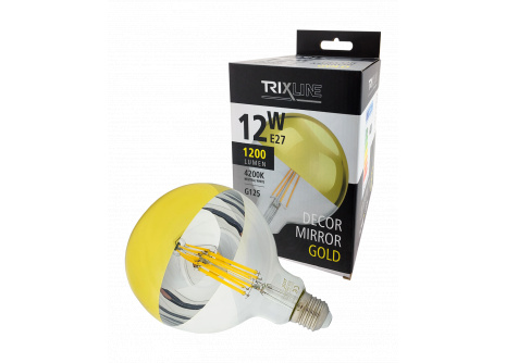 LED žiarovka Trixline DECOR MIRROR G125, 12W GOLD