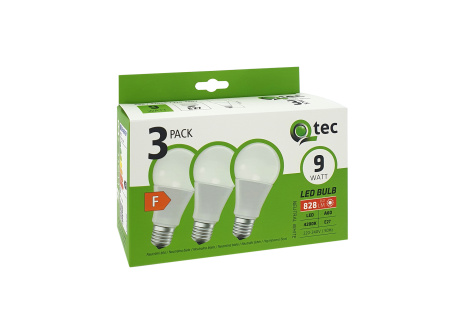 LED žiarovky 9W/828lm/A60/E27 neutrálna biela 3 PACK Qtec