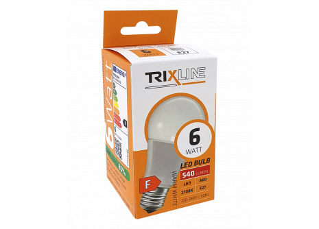 LED žiarovka Trixline 6W 540lm E27 A60 teplá biela