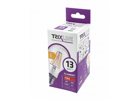 Dekoračná LED žiarovka FILAMENT Trixline 13W 1560lm A60 E27 teplá biela