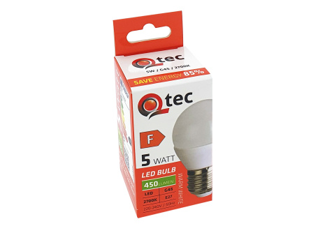 LED žiarovka Qtec 5W G45 E27 2700K