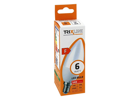 LED žiarovka Trixline 6W 540lm E14 C35 teplá biela