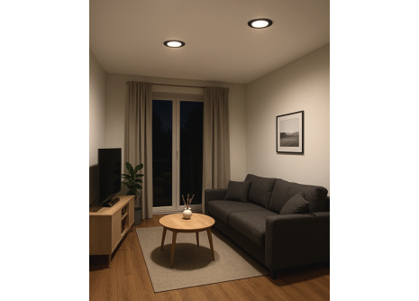 Q-51M LED panel 6W 660lm 4000K čierny - kruhový vstavaný Qtec