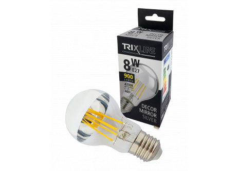 LED žiarovka Trixline DECOR MIRROR A60, 8W E27 SILVER