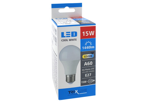 LED žiarovka Trixline 15W E27 A60 studená biela