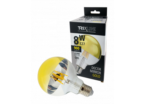 LED žiarovka Trixline DECOR MIRROR G95, 8W GOLD