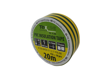 PVC izolačná páska TR-IT 206 20m, 0,13mm zeleno-žltá TRIXLINE