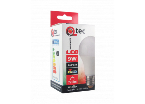 LED žiarovka Q tec 9W A60 E27 teplá biela