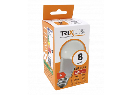 LED žiarovka Trixline 8W 720lm E27 A60 teplá biela