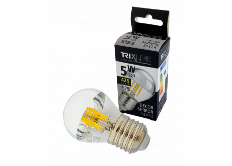 LED žiarovka Trixline DECOR MIRROR P45, 5W E27 SILVER