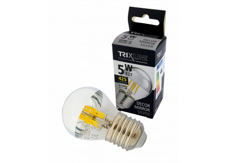 LED žiarovka Trixline DECOR MIRROR P45, 5W E27 SILVER