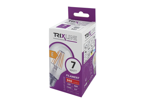 Dekoračná LED žiarovka FILAMENT Trixline 7W 840lm A60 E27 teplá biela