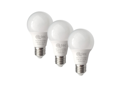 LED žiarovky 9W/806lm/A60/E27 teplá biela 3 PACK Qtec