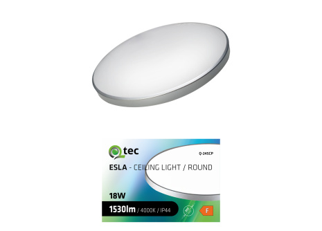 LED stropné svietidlo ESLA Q-245CP 18W 1530lm 4000K ø30cm/kruhové strieborné QTEC