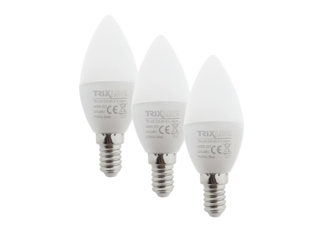 LED žiarovka Trixline 6W C35 E14 neutrálna biela 3 PACK