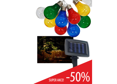 TR-590 Dekoratívne 10ks LED vonkajšia solárna reťaz 2m multicolor IP44 Trixline
