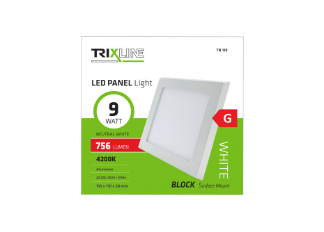 LED panel TRIXLINE TR 119 9W, štvorcový prisadený 4200K