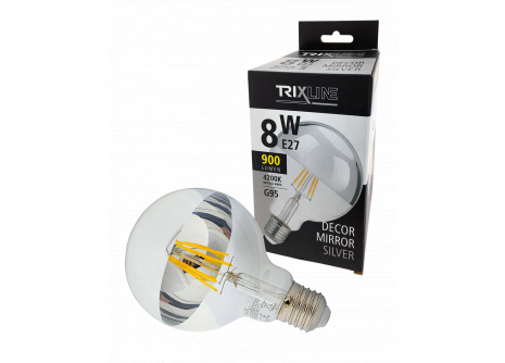 LED žiarovka Trixline DECOR MIRROR G95, 8W SILVER