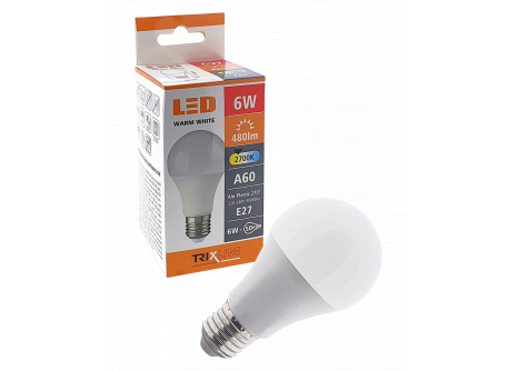 LED žiarovka 6W A60 E27 teplá biela