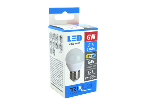 LED žiarovka BC TR 6W E27 G45 studená biela