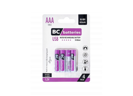 USB Nabíjacia 1,2V AAA tužková batéria BC batteries 