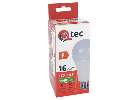 LED žárovka Qtec 16W 1440lm A60 E27 2700K