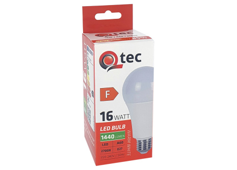 LED žiarovka Qtec 16W 1440lm A60 E27 2700K