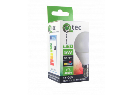 LED žiarovka QTEC 5W P45 E14 neutrálna biela