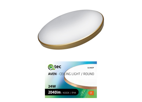 LED stropné svietidlo AVEN Q-242CP 24W 2040lm 4000K ø37cm/kruhové zlaté QTEC