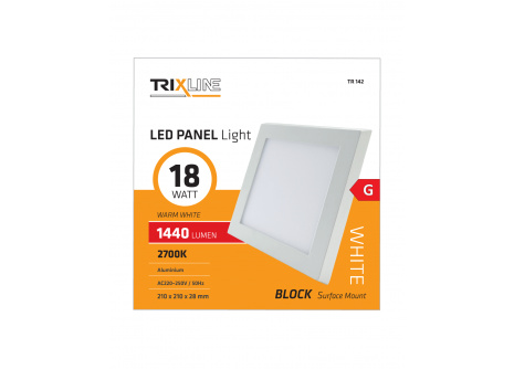 Podhľadové LED svietidlo TRIXLINE – prisadené štvorcové 18W teplá biela