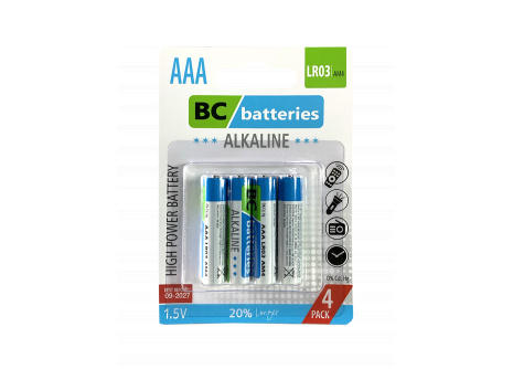 Alkalická mikrotužková 1,5V batéria BC Extra power LR03/4BP