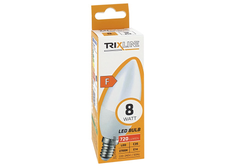 LED žiarovka Trixline 8W 720lm E14 C35 teplá biela