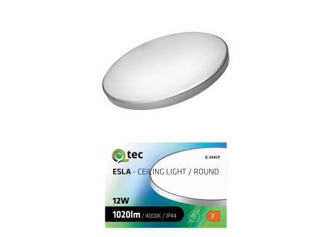 LED stropné svietidlo ESLA Q-244CP 12W 1020lm 4000K ø25cm/kruhové strieborné QTEC