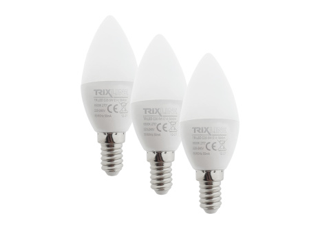 LED žiarovka Trixline 6W C35 E14 studená biela 3 PACK