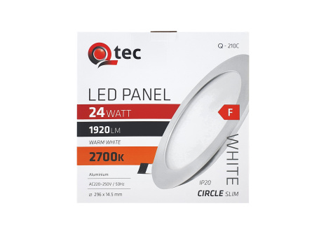 LED panel Qtec Q-210C 24W, kruhový vstavaný 2700K