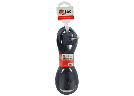 Predlžovací prívod čierny 1 zásuvka, 2m, Q-367F QTEC