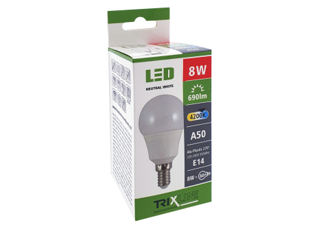 LED žiarovka Trixline 8W E14 A50 neutrálna biela