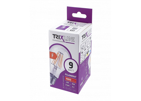 Dekoračná LED žiarovka FILAMENT Trixline 9W 1080lm A60 E27 teplá biela
