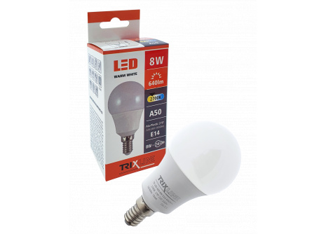 LED žiarovka BC TR 8W E14 A50 teplá biela