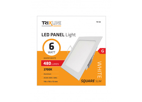 Podhľadové LED svietidlo TRIXLINE – štvorcové 6W teplá biela